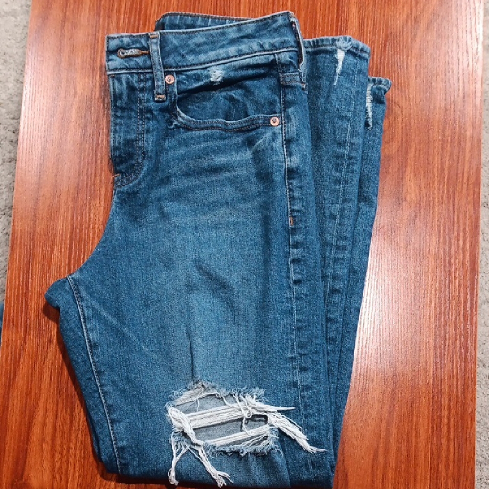 Express Blue Distressed Boyfriend Jeans